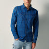 Camicia uomo quadri navy manica lunga collo button-down tasche applicate - Koroshi