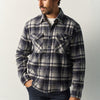 Herren Overshirt Navy Karo Langarm Knopfmanschette Brust- und Seitentaschen - Koroshi
