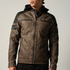 Men's Brown Biker Leather-Effect Jacket with Removable Hood - Koroshi