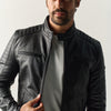 Veste homme blouson biker effet cuir noir – Koroshi