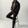 Herren Bikerjacke in Wildlederoptik Schwarz - Koroshi