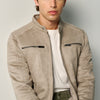 Herren Bikerjacke in Wildleder-Optik Stein – Koroshi