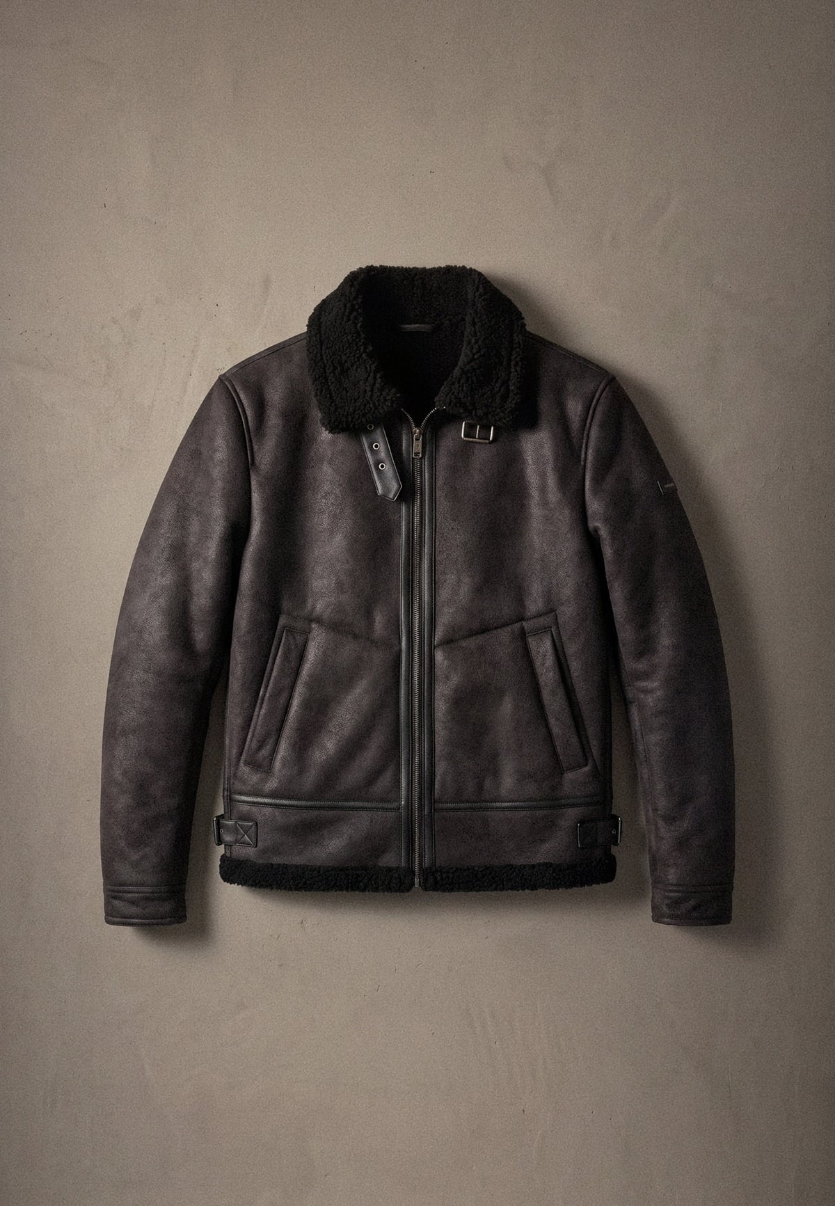 Chaqueta hombre cazadora aviador con borreguillo negra – Koroshi