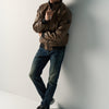 Men's Brown Leather-Effect Jacket with Panel - Koroshi
