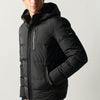 Herren Steppjacke Schwarz Abnehmbare Kapuze – Koroshi