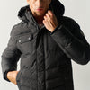Herren Steppjacke Anthrazit Abnehmbare Kapuze - Koroshi