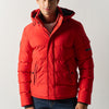 Men's Padded Puffer Jacket Detachable Hood - Koroshi Red