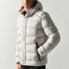 Men's Pearl Grey Embroidered Padded Puffer Jacket - Koroshi