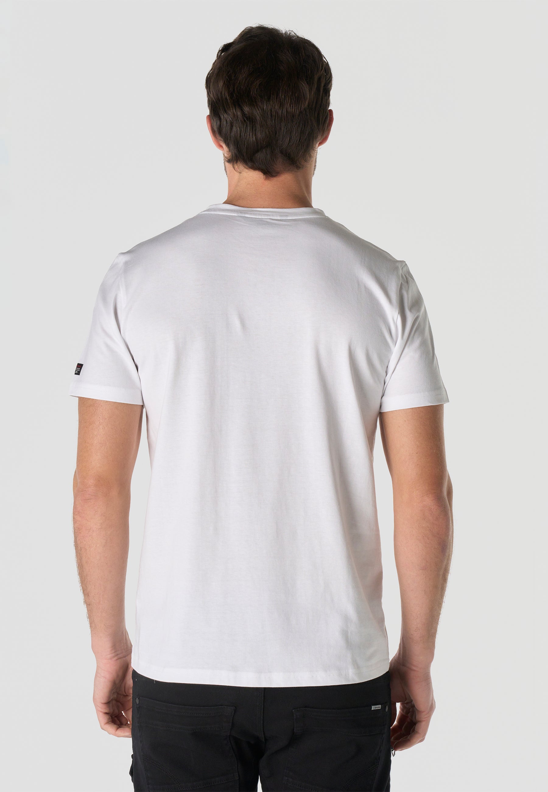 Herren T-Shirt Kurzarm Weiß Print Rundhals Regular Fit - Koroshi