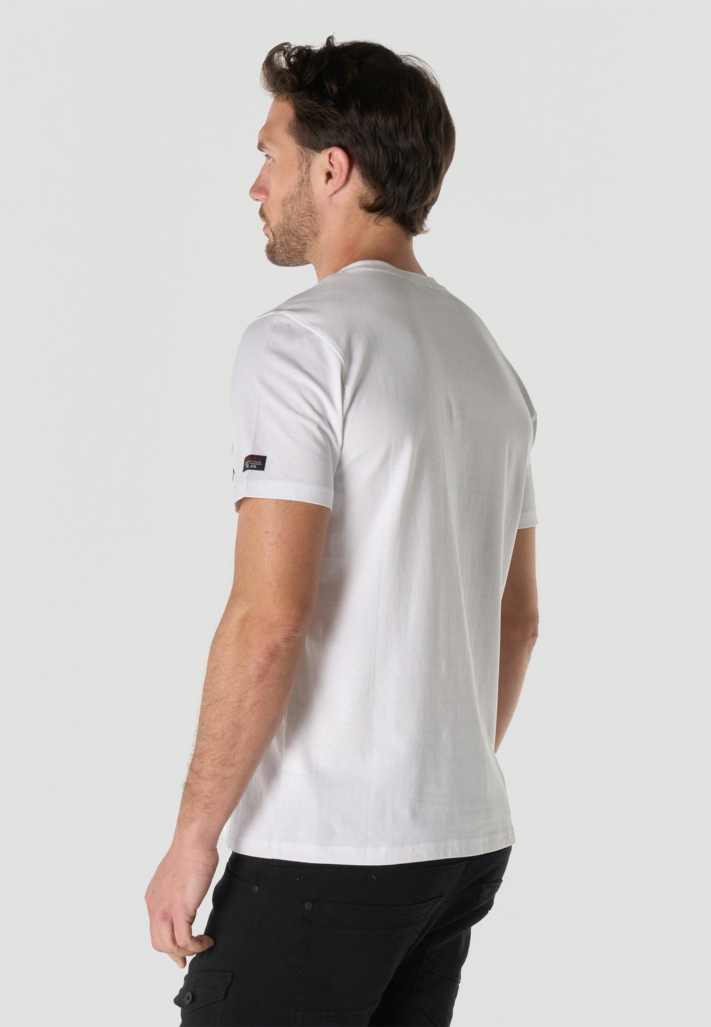 Herren T-Shirt Kurzarm Weiß Print Rundhals Regular Fit - Koroshi