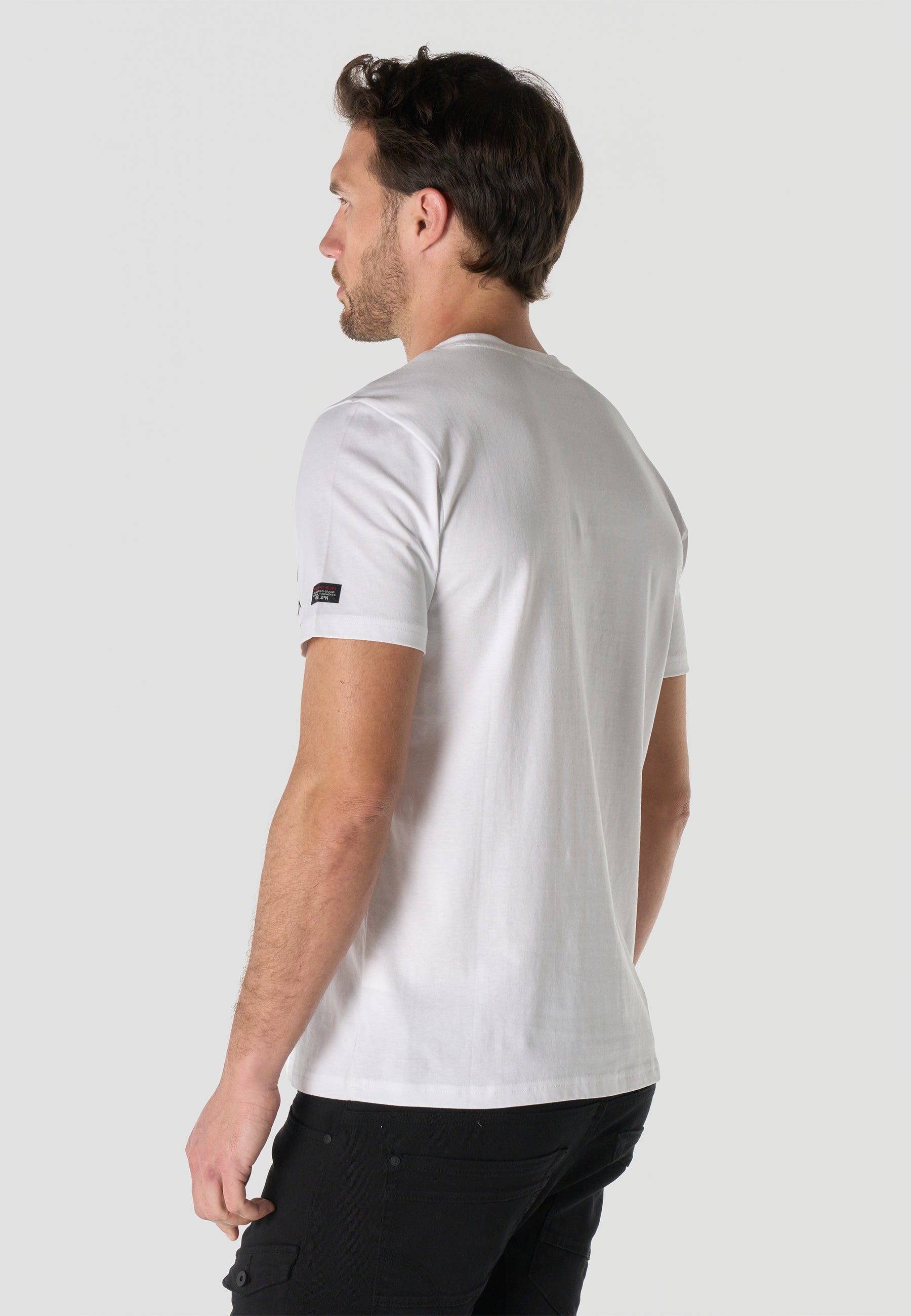 Herren T-Shirt Kurzarm Weiß Print Rundhals Regular Fit - Koroshi