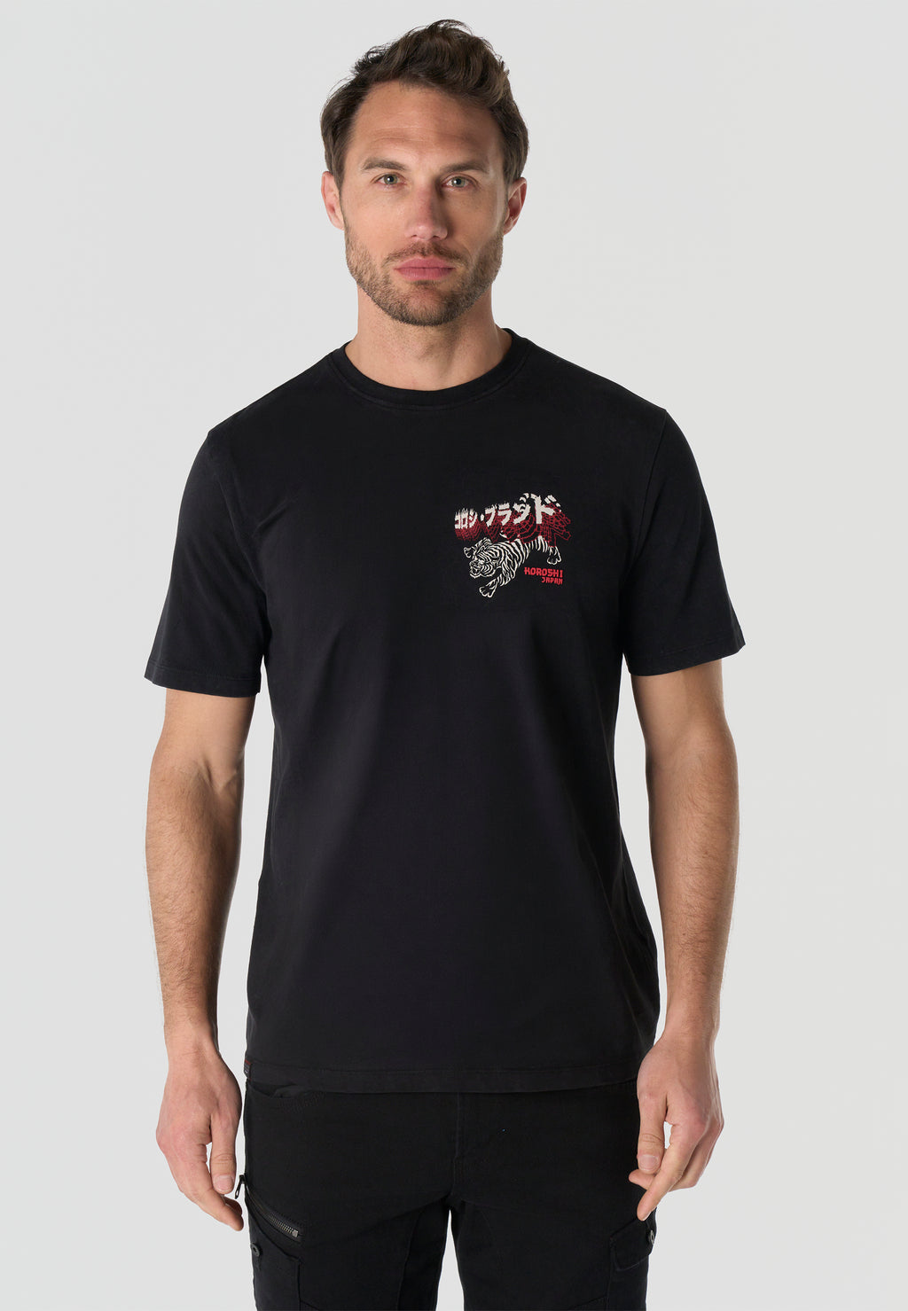 T-shirt Homme Manches Courtes Imprime Noir Effet Lave Vintage Col Rond Coupe Regular – KOROSHI