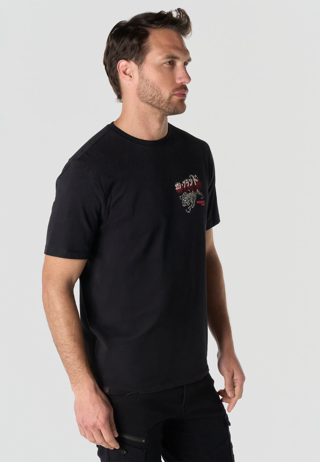 T-shirt Homme Manches Courtes Imprime Noir Effet Lave Vintage Col Rond Coupe Regular – KOROSHI