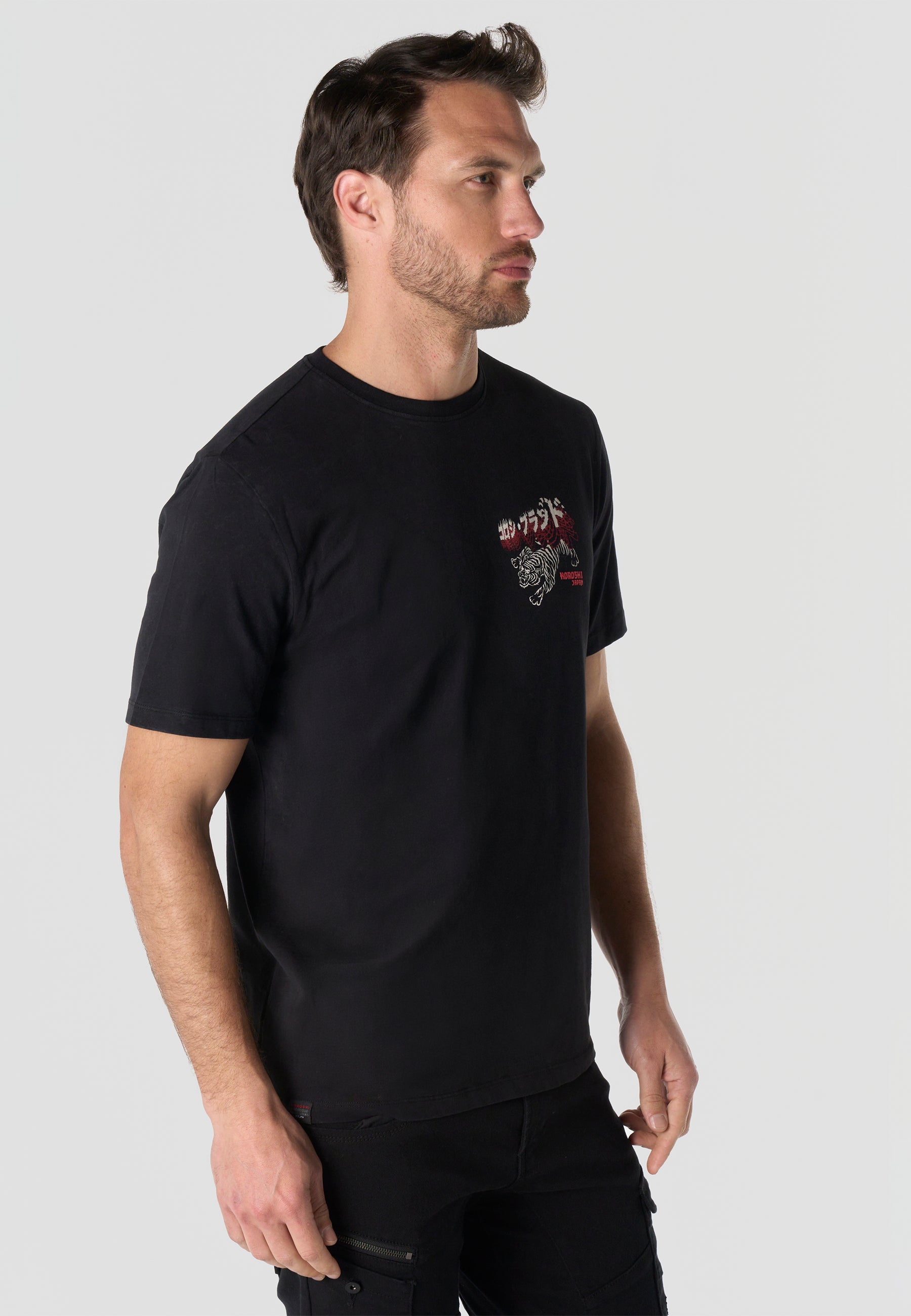 T-shirt Homme Manches Courtes Imprime Noir Effet Lave Vintage Col Rond Coupe Regular – KOROSHI