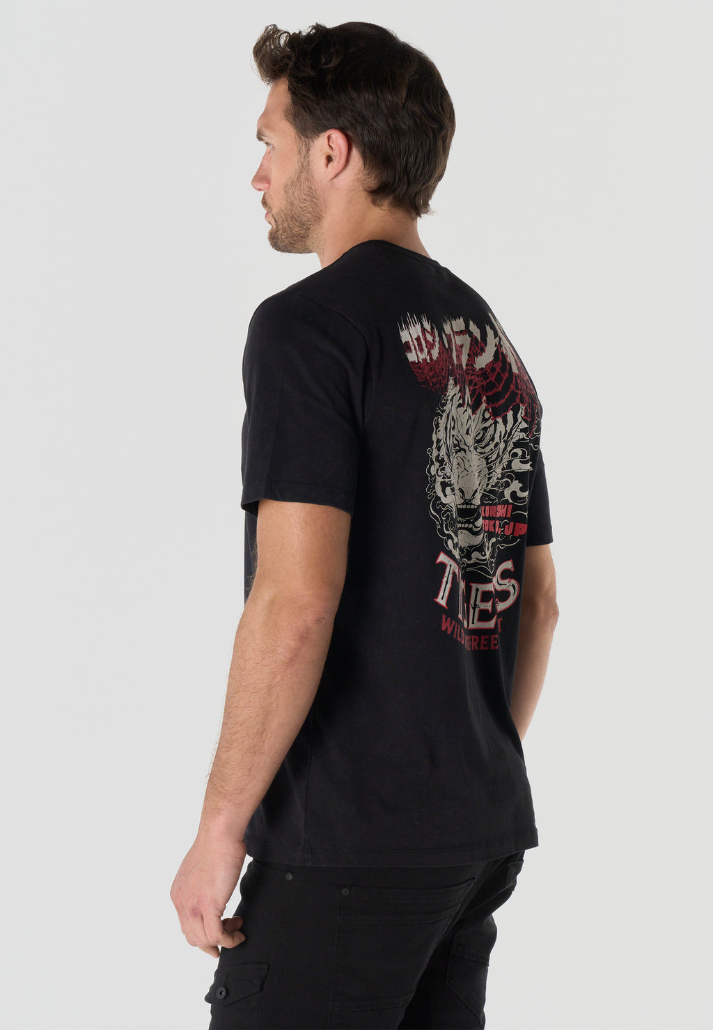 T-shirt Homme Manches Courtes Imprime Noir Effet Lave Vintage Col Rond Coupe Regular – KOROSHI