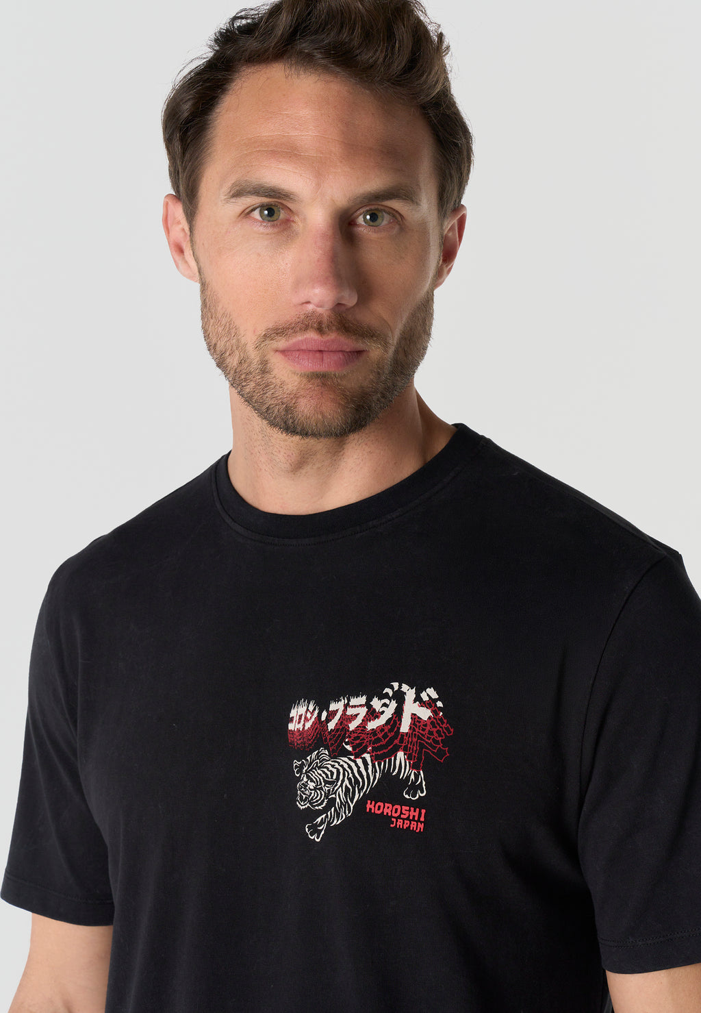 T-shirt Homme Manches Courtes Imprime Noir Effet Lave Vintage Col Rond Coupe Regular – KOROSHI