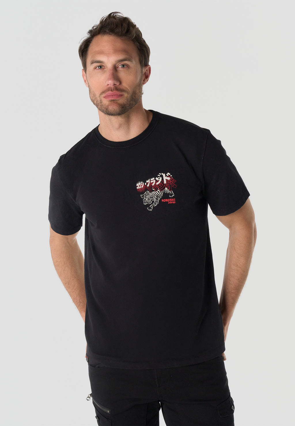 T-shirt Homme Manches Courtes Imprime Noir Effet Lave Vintage Col Rond Coupe Regular – KOROSHI