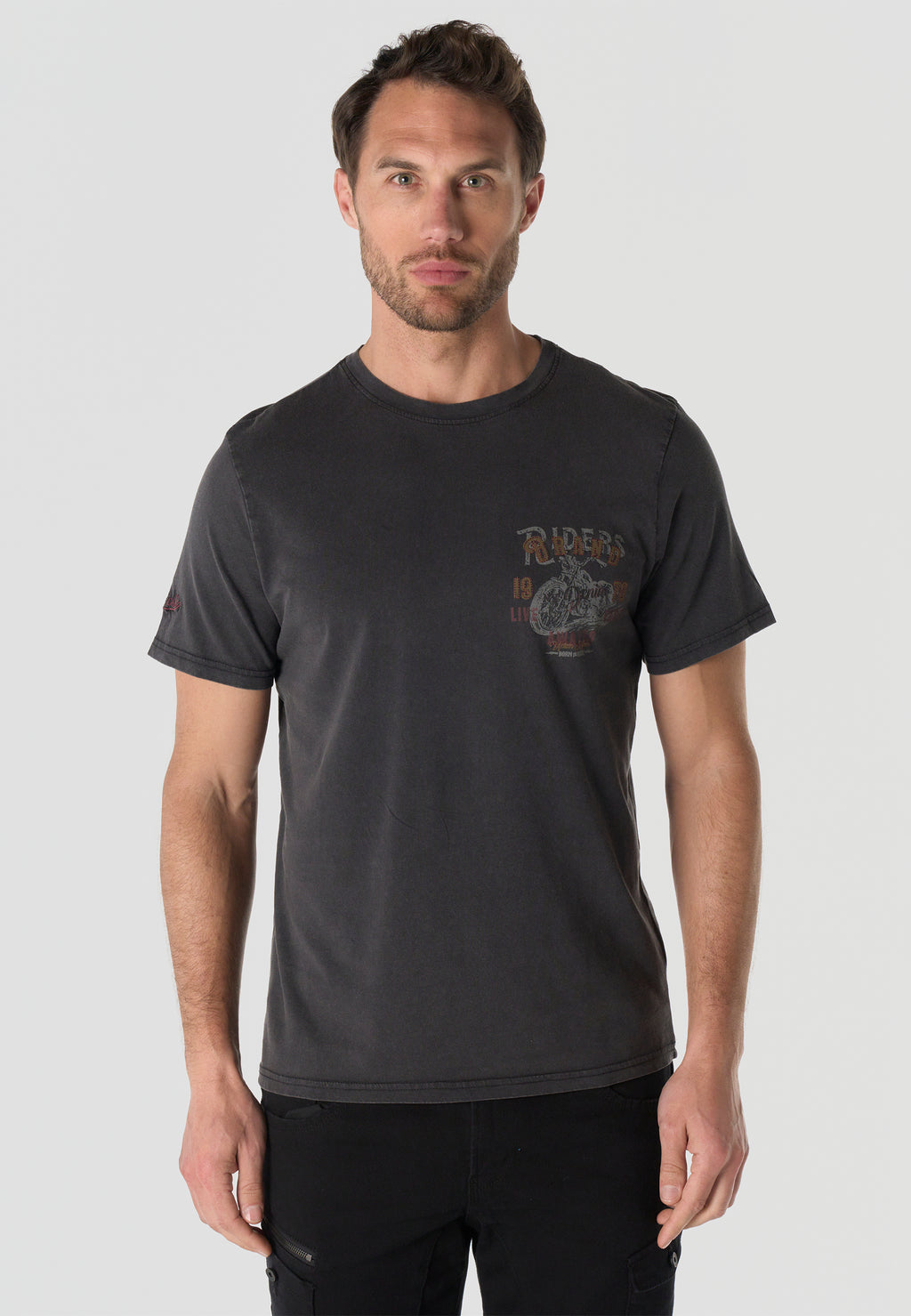 Men's Short Sleeve Front & Back Print T-Shirt - Koroshi Black