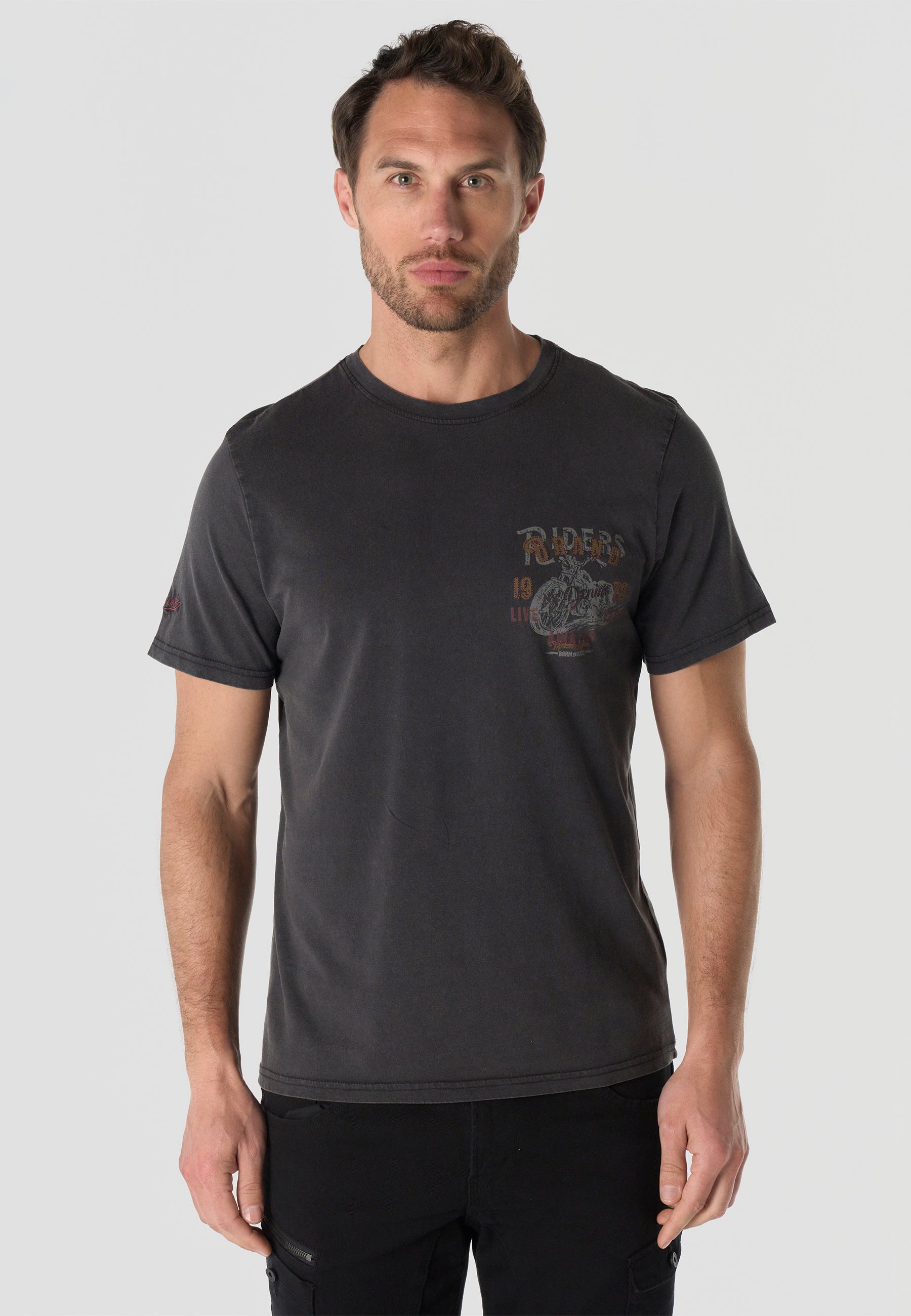 Men's Short Sleeve Front & Back Print T-Shirt - Koroshi Black