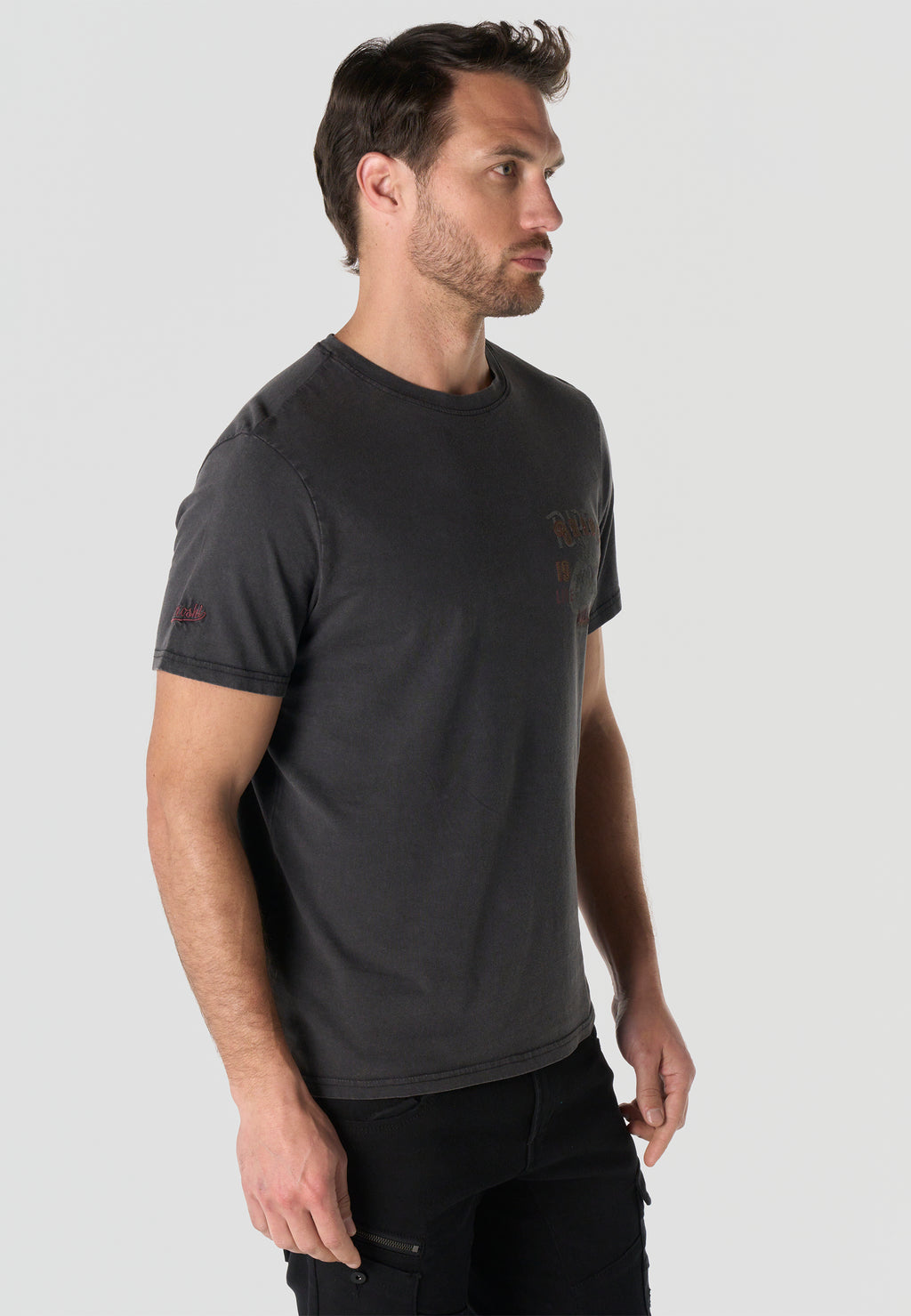 Men's Short Sleeve Front & Back Print T-Shirt - Koroshi Black