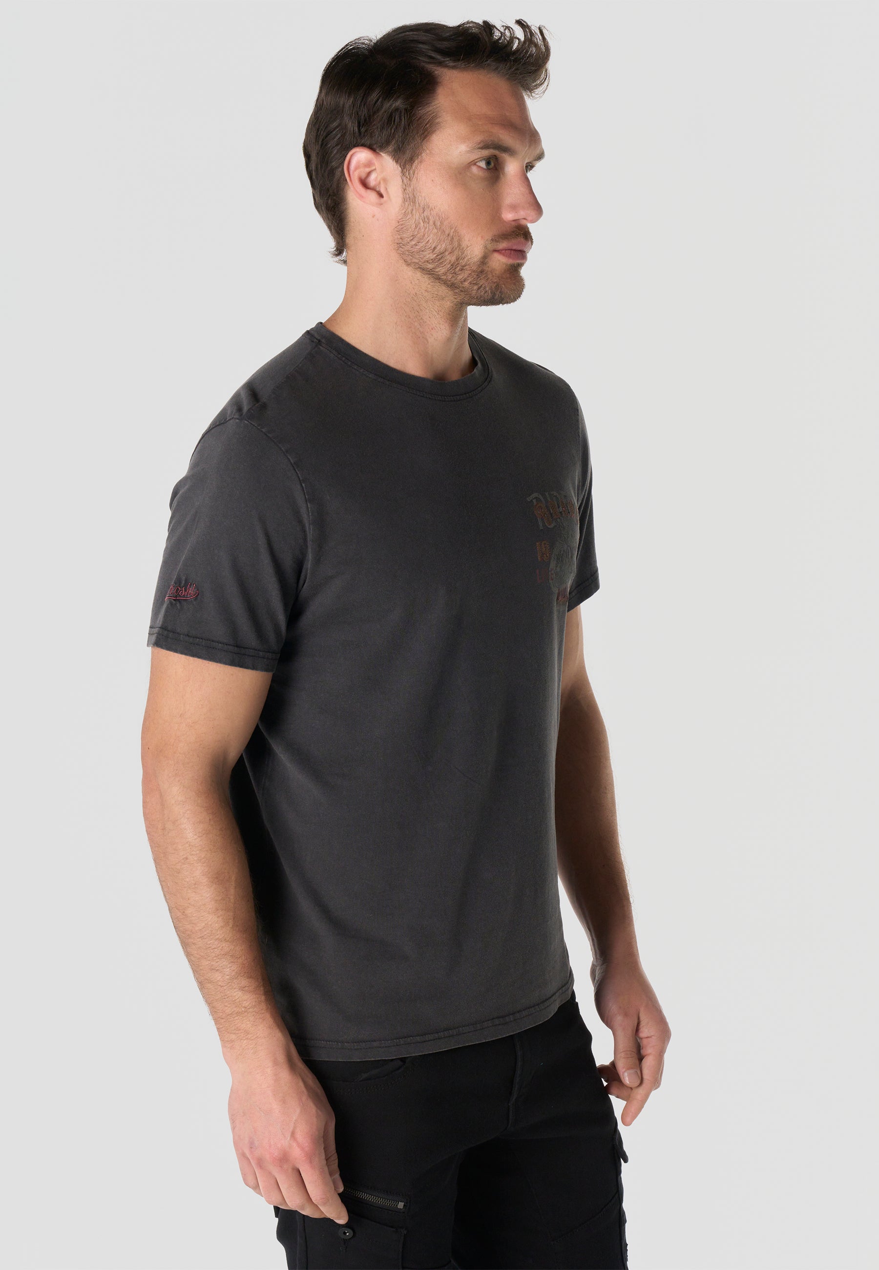Men's Short Sleeve Front & Back Print T-Shirt - Koroshi Black