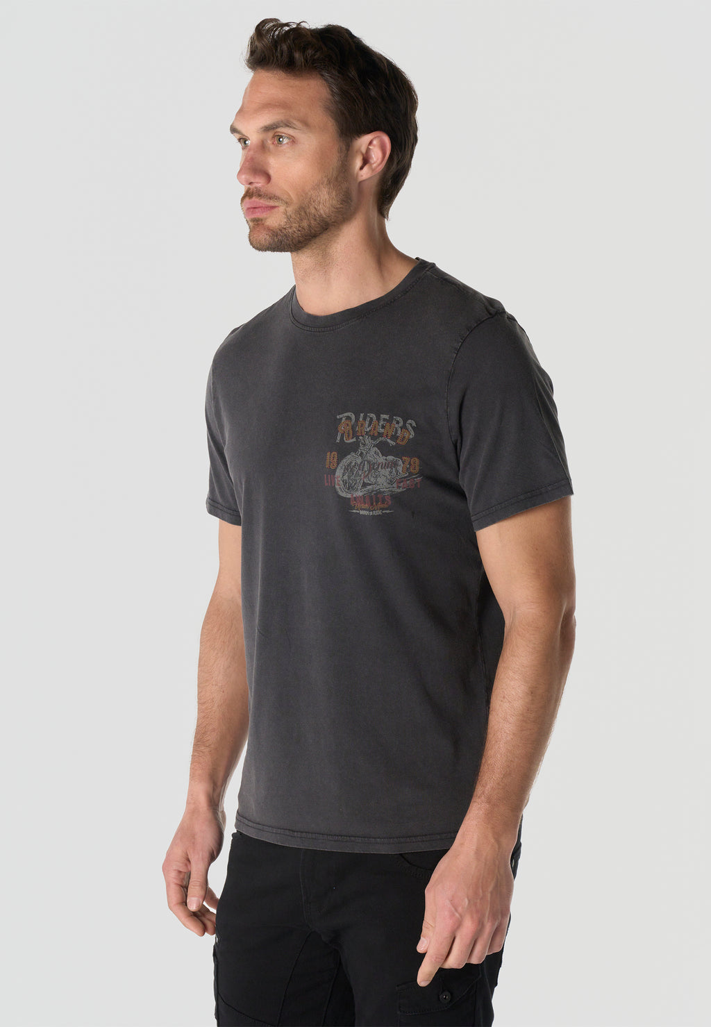 Men's Short Sleeve Front & Back Print T-Shirt - Koroshi Black