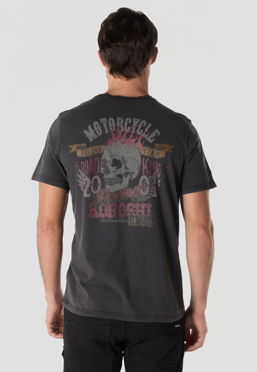 Men's Short Sleeve Front & Back Print T-Shirt - Koroshi Black