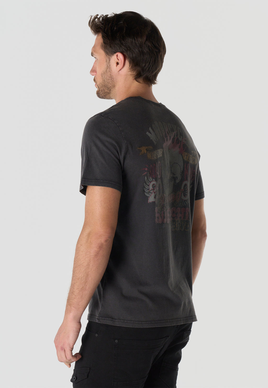 Men's Short Sleeve Front & Back Print T-Shirt - Koroshi Black