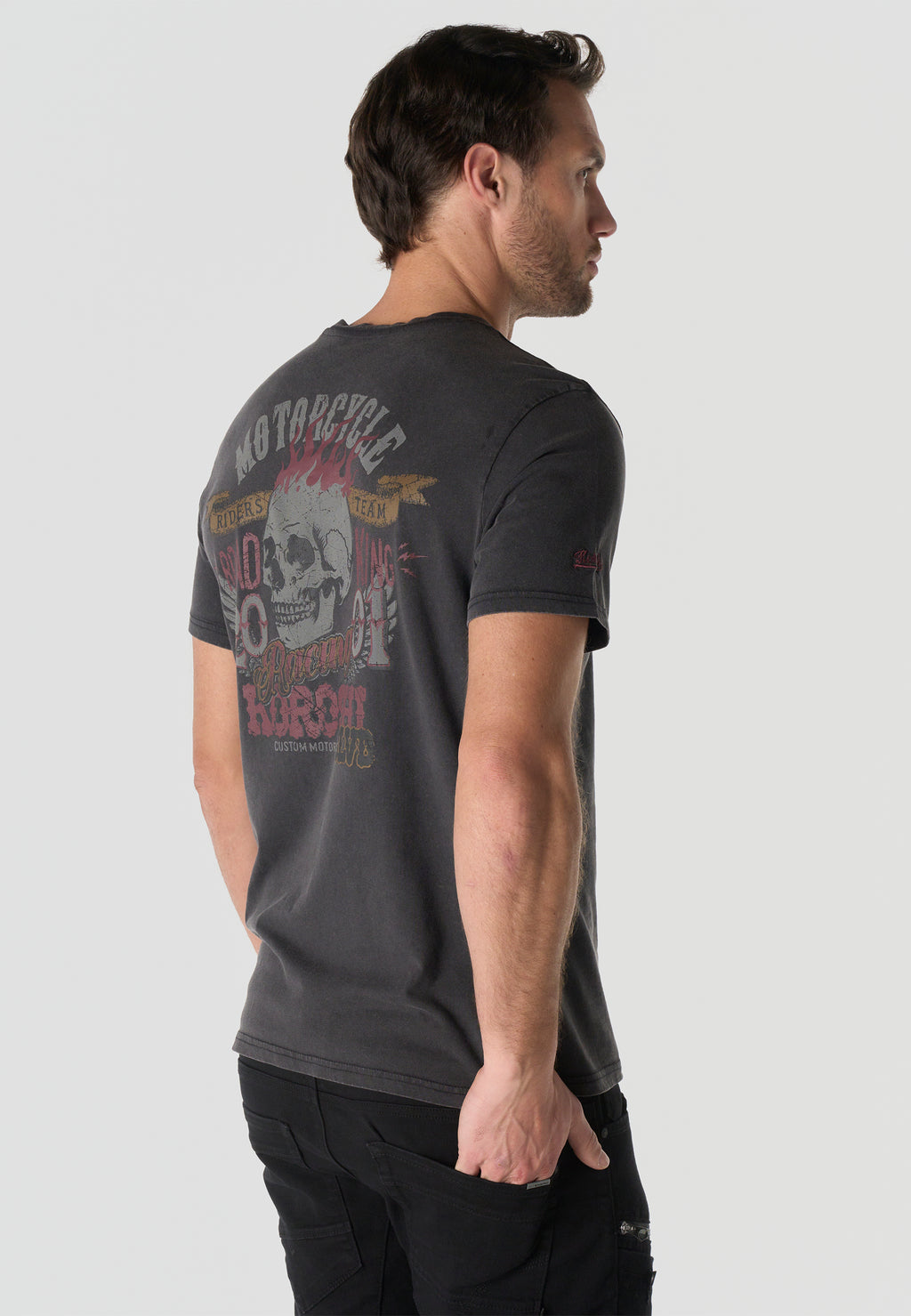 Men's Short Sleeve Front & Back Print T-Shirt - Koroshi Black