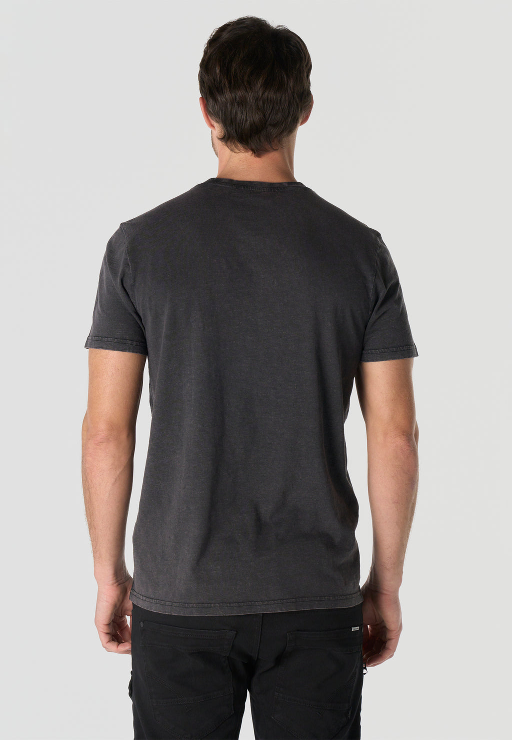 Herren T-Shirt Kurzarm Schwarz Front-Print Used-Optik Rundhals - Koroshi