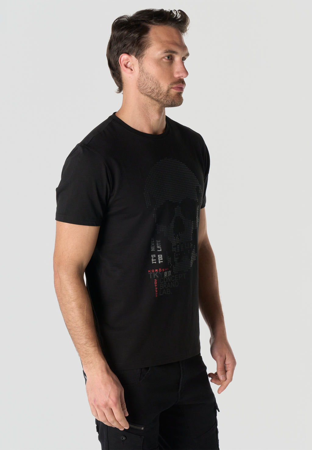Men's Short Sleeve Printed T-Shirt - Koroshi Black