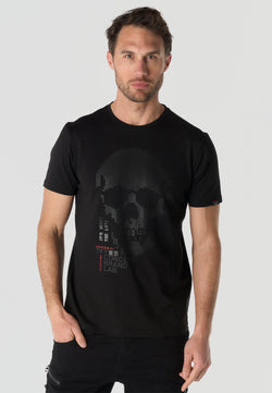 Schwarz bedrucktes Kurzarm-Herren-T-Shirt – Koroshi