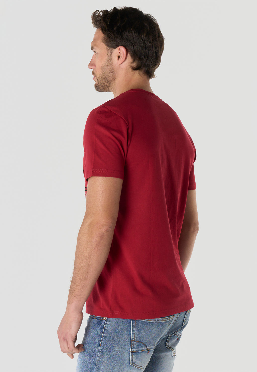 Herren T-Shirt Kurzarm Print Rundhals Regular Fit - Koroshi Rot