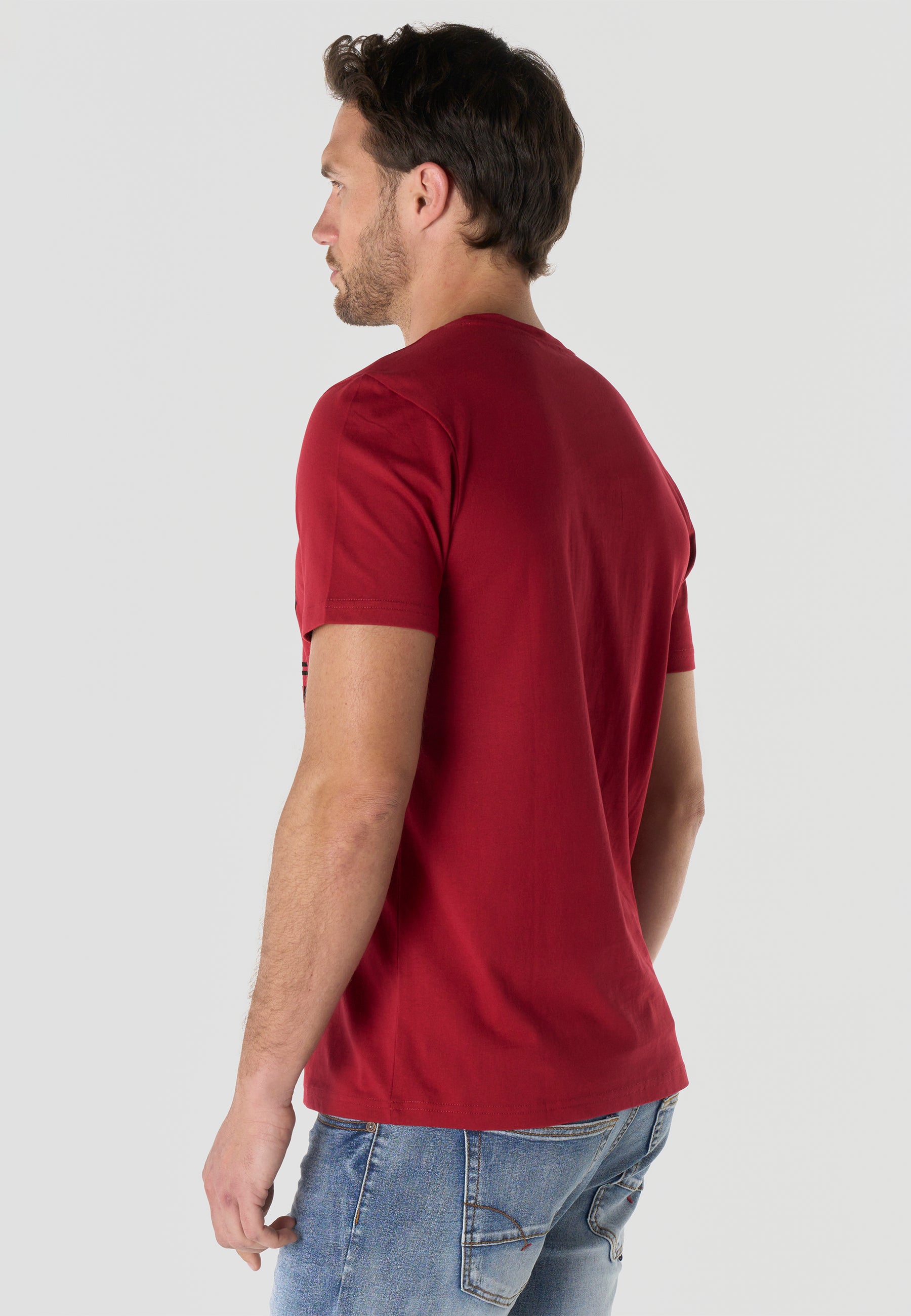 Herren T-Shirt Kurzarm Print Rundhals Regular Fit - Koroshi Rot