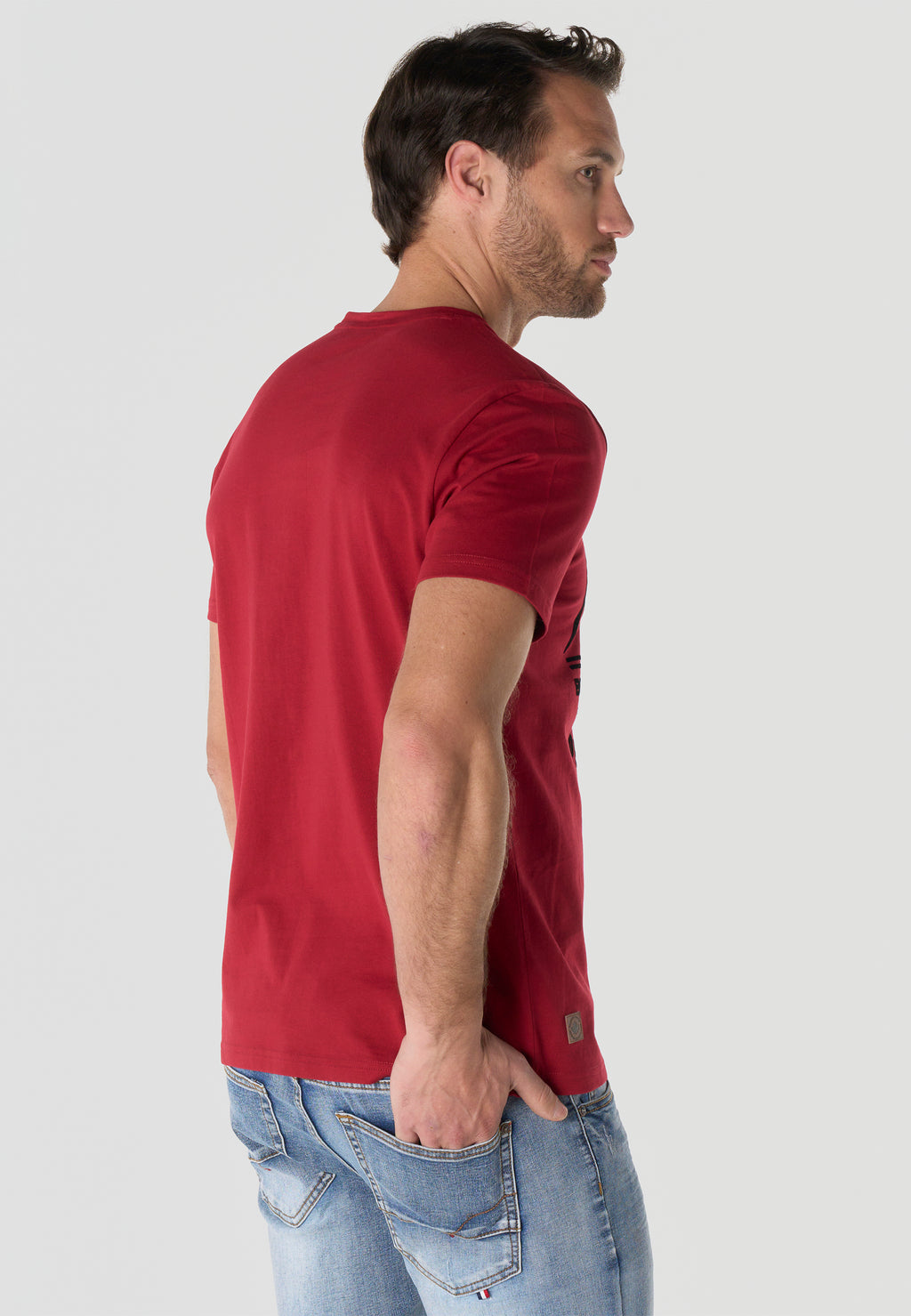 Herren T-Shirt Kurzarm Print Rundhals Regular Fit - Koroshi Rot