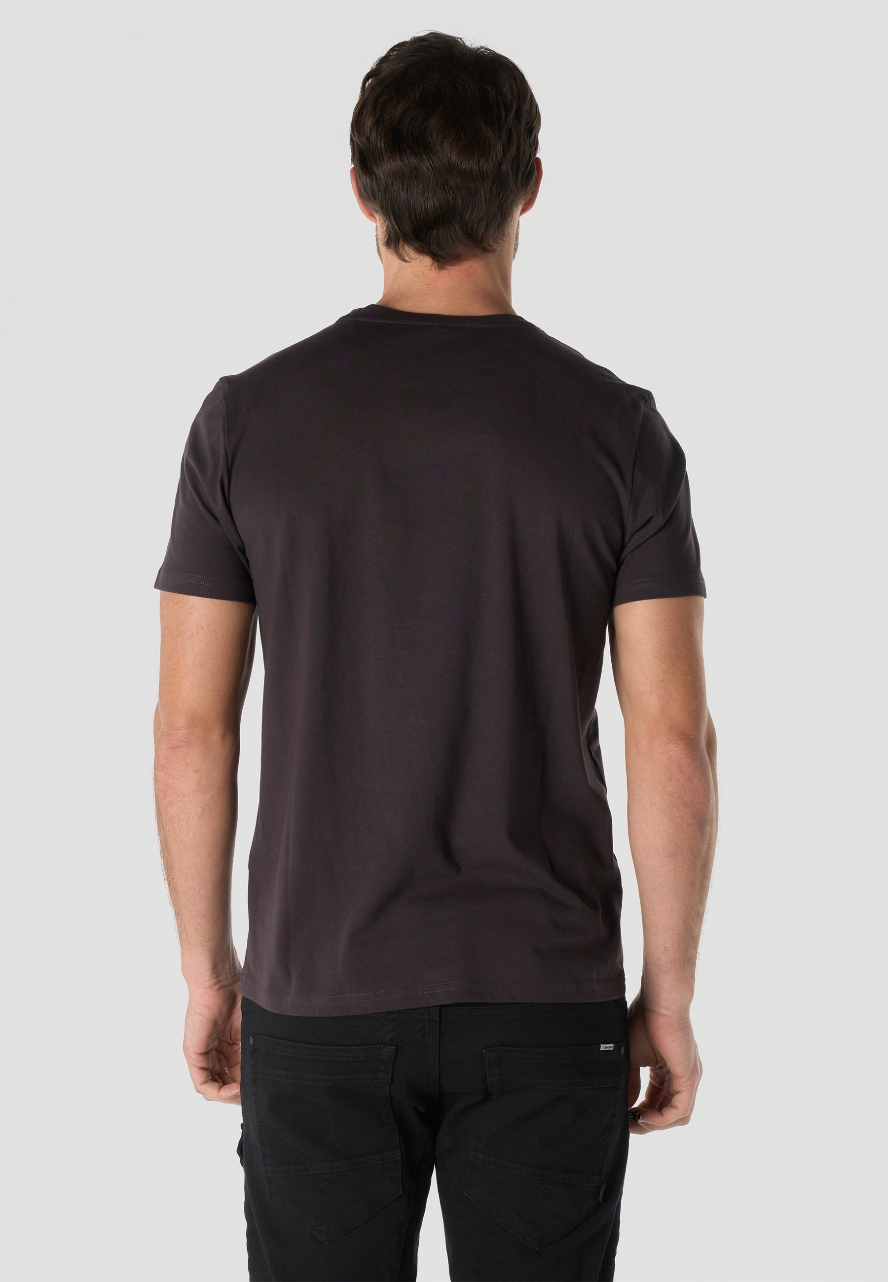 Camiseta Hombre Manga Corta Estampada Antracita Cuello Redondo Regular Fit – KOROSHI