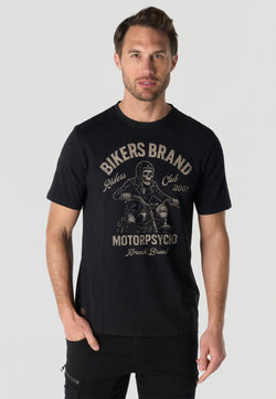 Men's short-sleeved black printed t-shirt with washed effect – Koroshi