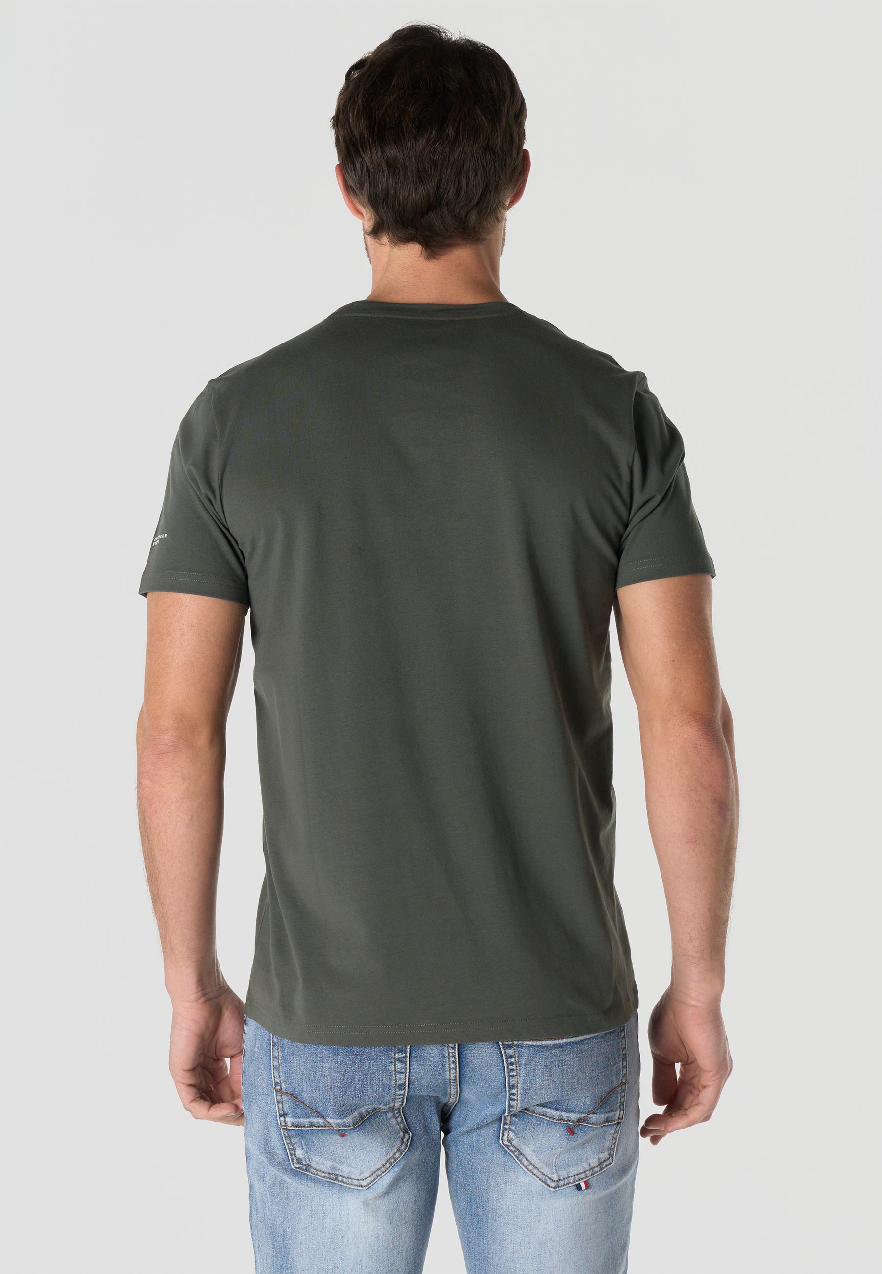 Camiseta Hombre Manga Corta Estampada Kaki Cuello Redondo Regular Fit – KOROSHI