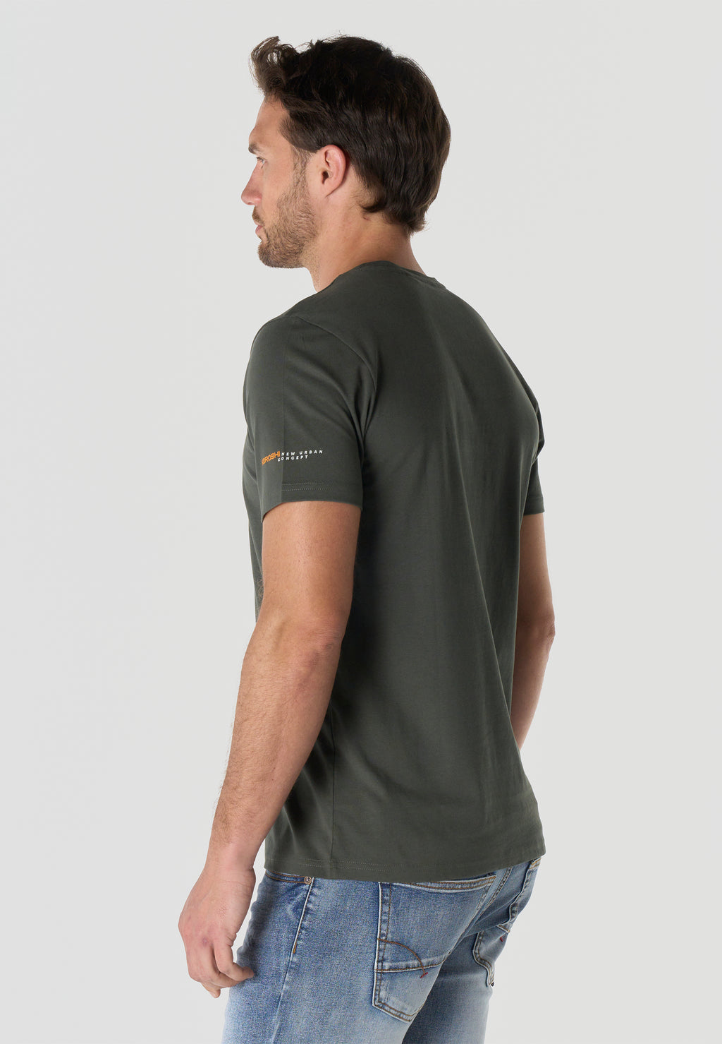 Camiseta Hombre Manga Corta Estampada Kaki Cuello Redondo Regular Fit – KOROSHI