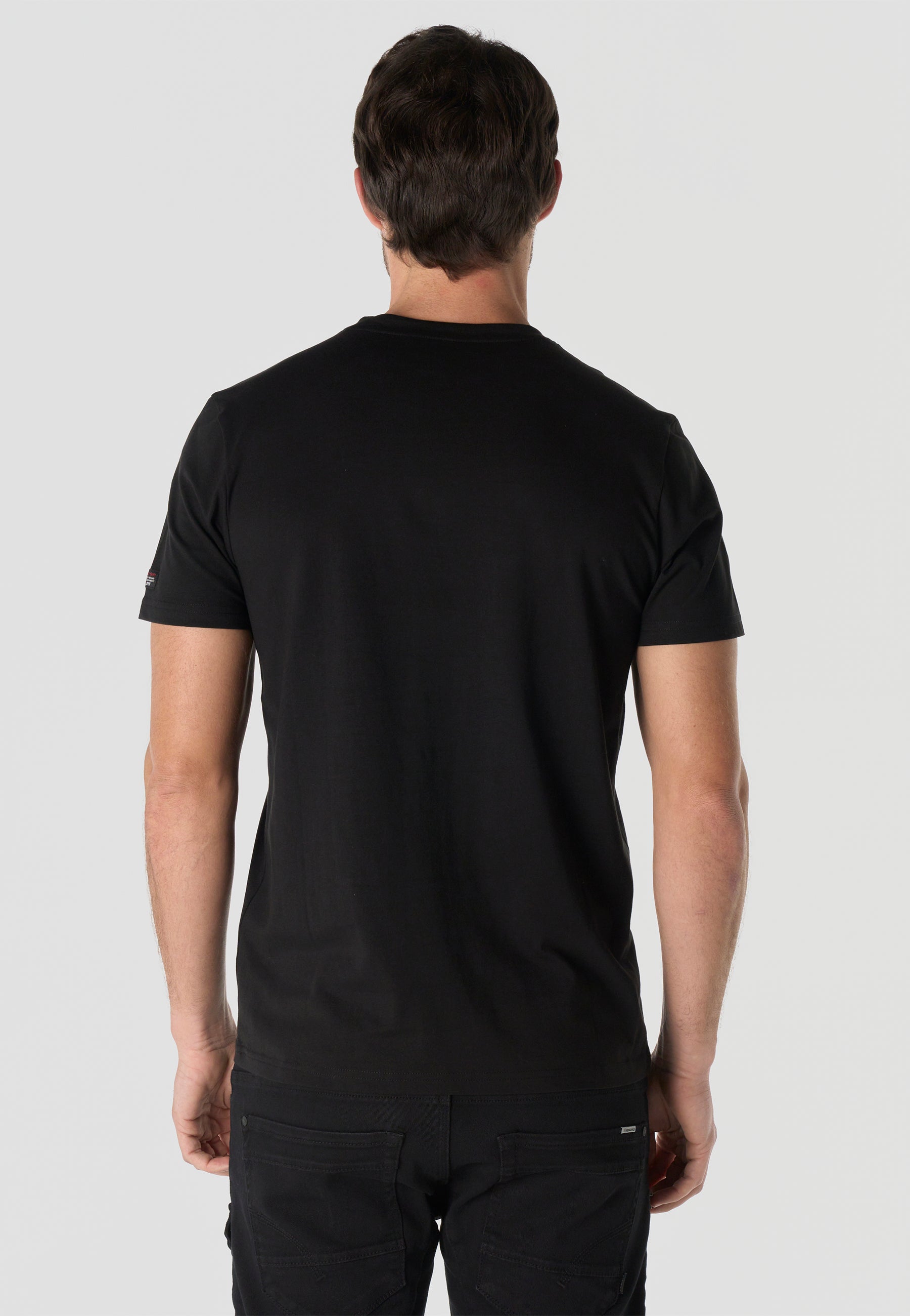 T-shirt homme manches courtes imprimé noir col rond coupe regular - KOROSHI