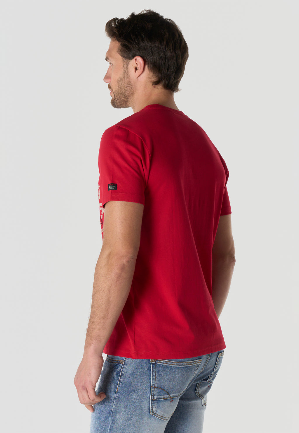Herren T-Shirt Kurzarm Print Rundhals Regular Fit - Koroshi Rot