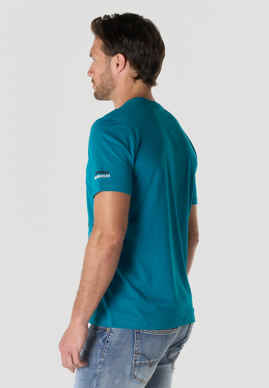 Camiseta Hombre Manga Corta Estampada Verde Oscuro Cuello Redondo Regular Fit – KOROSHI