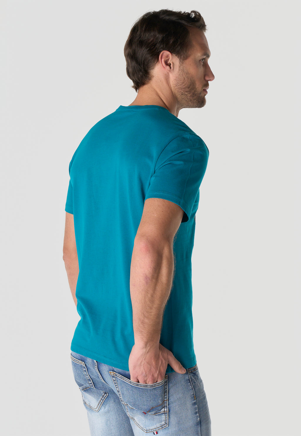 Camiseta Hombre Manga Corta Estampada Verde Oscuro Cuello Redondo Regular Fit – KOROSHI