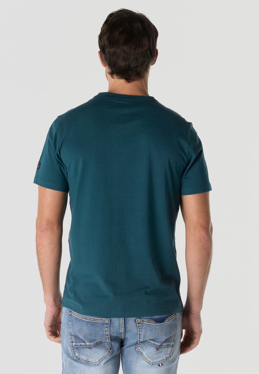 Herren T-Shirt Kurzarm Print Rundhals Regular Fit - Koroshi Petrol