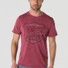 T-shirt Homme Manches Courtes Bordeaux Imprime Frontal Effet Delave Vintage Col Rond - KOROSHI