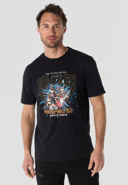 T-shirt da uomo a maniche corte stampata nera – Koroshi