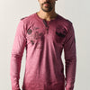 Herren Langarmshirt Henley-Kragen Bordeaux - Koroshi