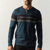 Samarreta home màniga llarga henley ratlles verd fosc – Koroshi