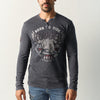 Herren Langarmshirt Henley-Kragen Navy - Koroshi