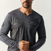 Herren Langarmshirt Used-Optik Navy - Koroshi